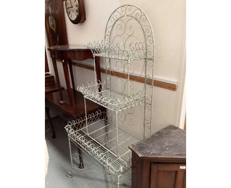 Wirework three tier planter, 89cm wide, 56cm deep, 185cm high