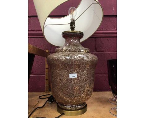 Dappled glass table lamp and shade