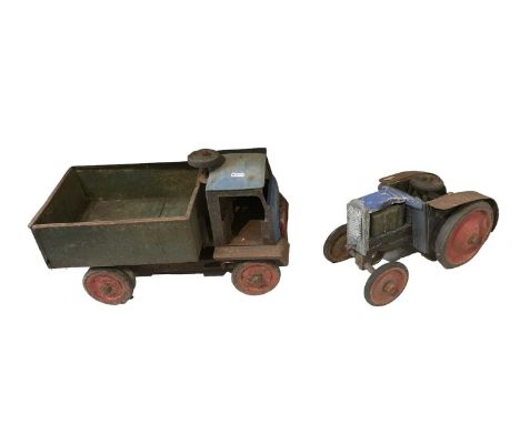 Vintage toy tractor and truck (2)