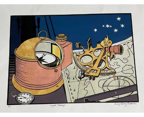 Penny Berry Paterson (1941-2021) group of three unframed colour linocut prints, including 'Night Passage' signed A/P, also Gi