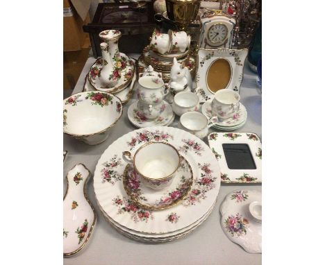 Royal Albert Old Country Roses, Lavendar Rose, Colleen, Mason's Art Nouveau clock and trinket box and other decorative cerami