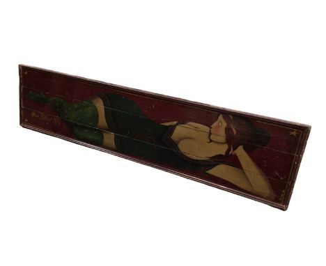 Large oil on panel of a reclining women, titled 'Miss Tilley 1871', and signed Paul Stagg London, 182.5cm x 44cm