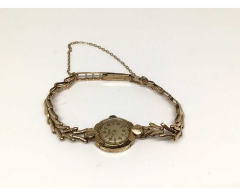 Vintage 9ct gold Rotary wristwatch on 9ct gold braceletTotal weight 13.4 grams 