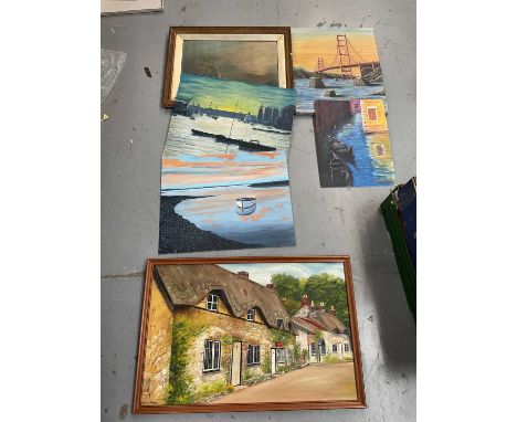 Group of mixed pictures together with a Turner print.