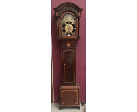 18th century and later Liverpool longcase clock, the brass arched dial signed Thomas Fawcett, Liverpool, in walnut and inlaid