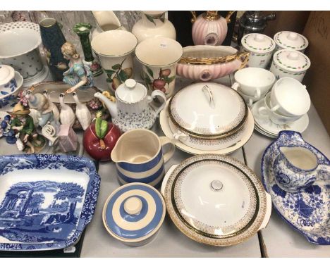 Mixed ceramics including T.G Green, Poole, Spode Italian dish, Wedgwood soup bowls and saucers, figure ornaments etc