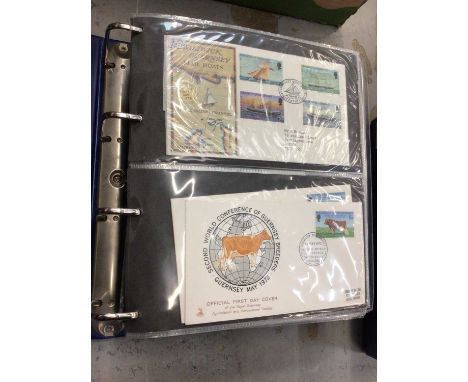 Two folders of Guernsey first day covers, together with a collection of stamps loose and in folders