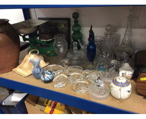 Group of glassware, set of scales, ceramics, etc