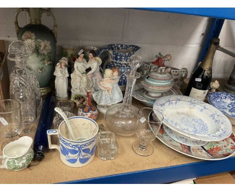 Collection of ceramics and glass, vintage champagne