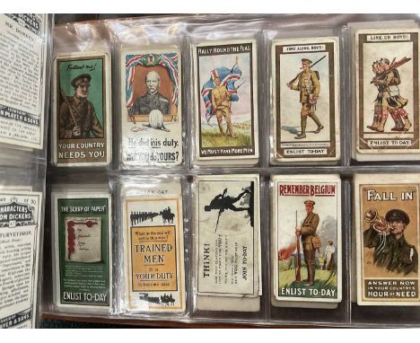 Two albums of vintage cigarette cards to include Wills's Allied Army Leaders, Wills's Recruiting Posters, Carreras Black Cat 