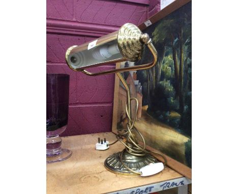 Brass desk lamp with adjustable arm
