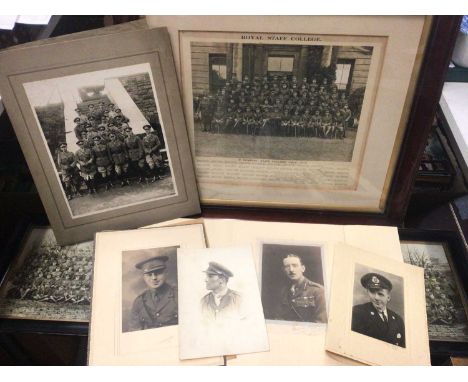 WWI military photographs in glazed frames, other pictures, vintage suitcase containing loose photographs and a selection of b