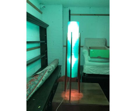 Retro teak and fibreglass Rocket lamp, 105cm high (The wire has been cut off and will need rewiring)We believe it is original