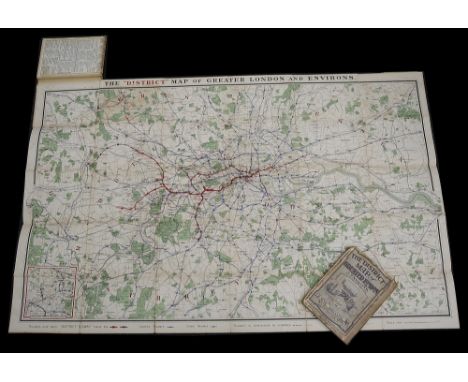 The District Map of Greater London &amp; Environs, 1st edition 1902 &amp; 2nd edition c.1908,two folding maps printed on pape