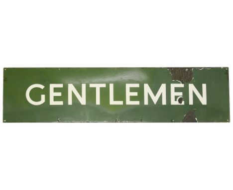 A BR(S) enamel sign displaying 'GENTLEMEN',with white lettering on a green groundheight 30.4cm, width 122cmCondition: Conside