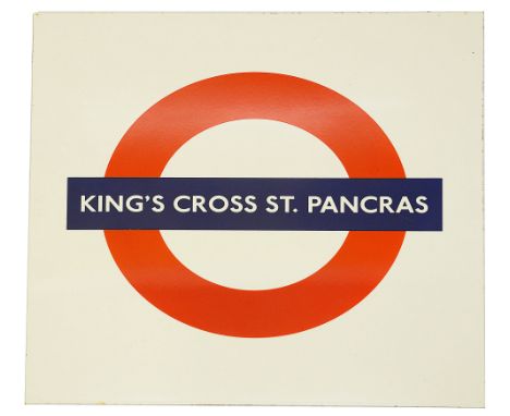 A London Underground enamel station roundel for Kings Cross St. Pancrasheight 64.2cm, width 64cmCondition: in good condition,