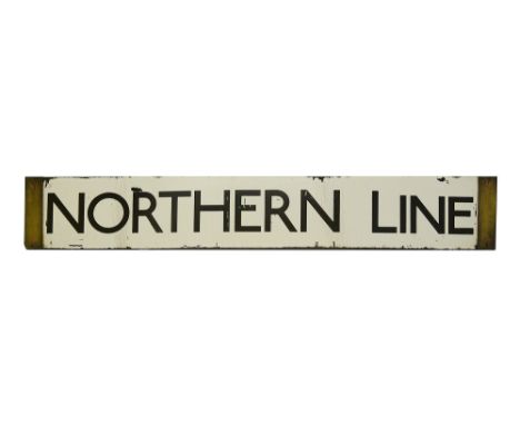A London Underground Standard Tube Stock enamel cab destination plate for Northern line,single sided with black lettering on 