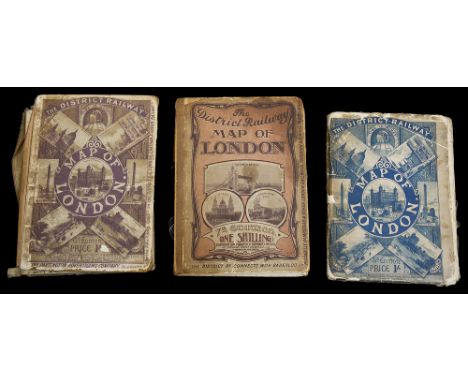 The District Railway Map of London, 5th edition c.1892-3, The District Railway Map of London, 6th edition c.1908 &amp; The Di