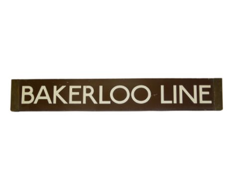 A London Underground Standard Tube Stock enamel cab destination plate for Bakerloo line and a O/P/Q-Stock enamel cab destinat