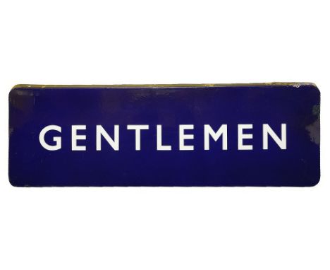 A BR(E) enamel sign displaying 'GENTLEMEN',with white lettering on a blue groundheight 30.5cm, width 91.4cmCondition: conside