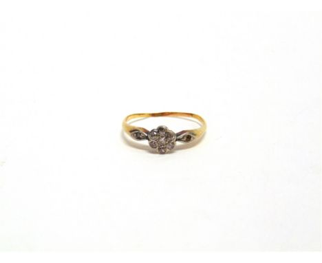 A DIAMOND CLUSTER RING set with single cuts, 1.6g gross