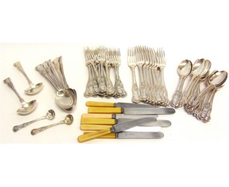 A MATCHED PART CANTEEN OF SILVER FLATWARE King's pattern, by Lambert and Co, London 1901 - 1902, comprising ten dinner forks,