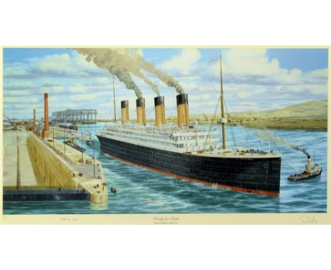 SIMON FISHER (BRITISH, CONTEMPORARY)  'Ready for Trials - Titanic at Belfast, April 1912',  colour print, limited edition 766