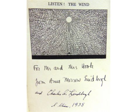 [TRAVEL]. AVIATION  Lindbergh, Anne Morrow. Listen! The Wind, first edition, Chatto & Windus, London, 1938, original blue clo