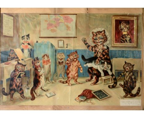 AFTER LOUIS WAIN (BRITISH, 1860-1939)  'The Naughty Puss',  colour print, 46cm x 70.5cm.