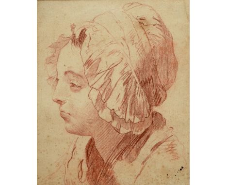 BRITISH SCHOOL (19TH CENTURY)  Portrait of a Girl in a Mob Cap,  sanguine pencil, unsigned, 25.5cm x 21cm; and another portra