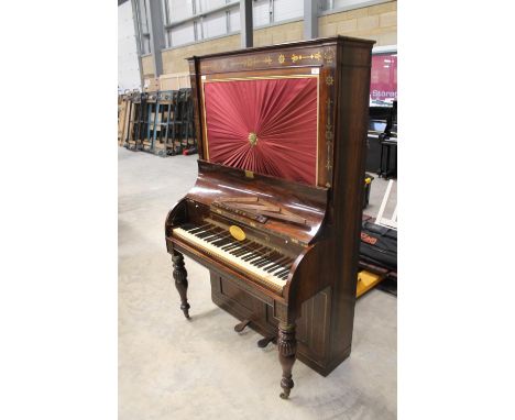 Tomkison Cabinet Piano No 97(c1815) A cabinet piano in a rosewood case with turned and fluted baluster supports, the front pa