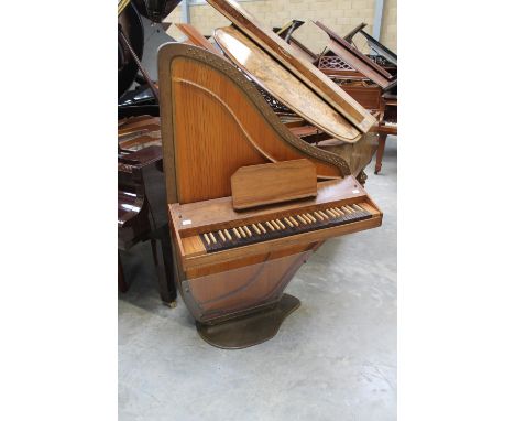 John Paul Clavicytherium No 5642 (c1968) A modern clavicytherium in a walnut and banded case, having a compass of 5 octaves a