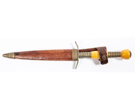 A small German dagger or dirk, the 6" double edged blade marked "Solingen Germany" and etched with fouled anchor and entwined