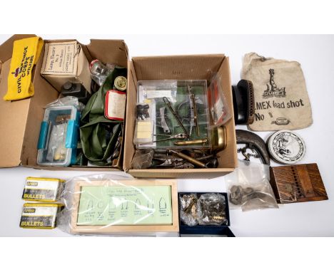A quantity of antique and other gun parts and accessories, including a Martini type action from a Belgian military rifle, 18t