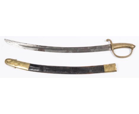 A 19th century French Model AN IX type brass hilted sidearm, fullered blade 24" with no visible markings, in its brass mounte