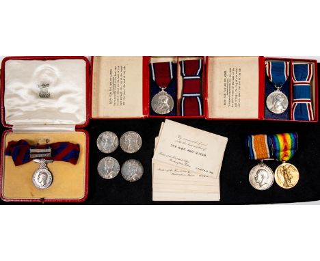 The Royal Household Long and Faithful Service medal, Geo VI issue, suspender arms engraved 1925 and 1945, with 2 additional r