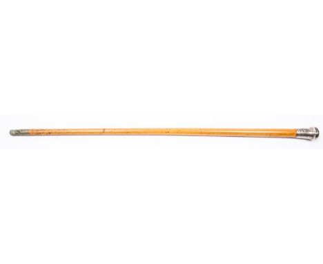 A Regimental Sergeant Major's Malacca cane of the 14th/20th Hussars, silver pommel HM Birmingham 1948. GC (some denting to po