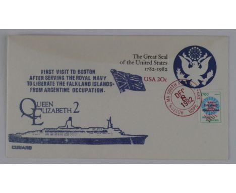 QE2 Cunard First Visit to Boston after Serving the Royal Navy to Liberate the Falkland Islands from Argentine Occupation 8/12