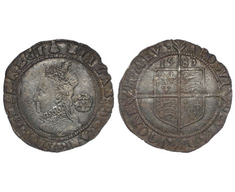 Elizabeth I silver sixpence, Sixth Issue 1582-1600, mm. Bell 1582-1583 and dated 1583, reads:- ELIZAB, Spink 2578A, a little 