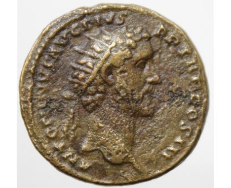 Antoninus Pius brass dupondius, Rome Mint 142 A.D., Radiate bust right / Genius of the Roman Senate standing left, Sear 4275,