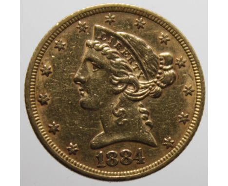 USA Five Dollars 1884 VF with a few light contact marks