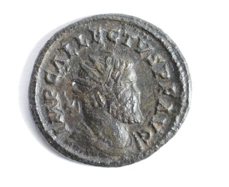 Allectus billon antoninianus, reverse reads:- PAX AVG, Pax standing left, holding olive-branch and long sceptre, S P in field