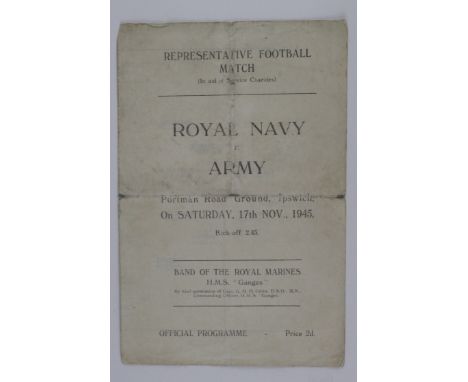 Ipswich - Royal Navy v Army 17 Nov 1945 at Portman Road programme  (1)