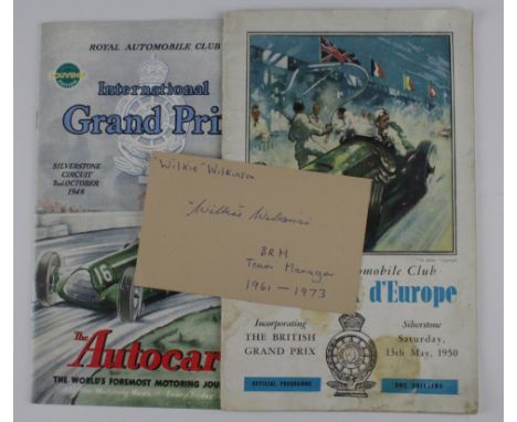 Motor Racing programme for 1950 British Grand Prix 13/5/1950. This was the 1st European Grand Prix in England (rare), with In