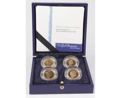 Sovereign four coin set "Queen Elizabeth II Gold Portrait Collection" Sovereigns 1968 Unc, 1980 FDC, 1987 FDC & 2001 FDC. Box