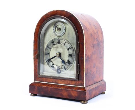 A burl walnut bracket clock, goldsmiths &amp; silversmiths regent street London with key