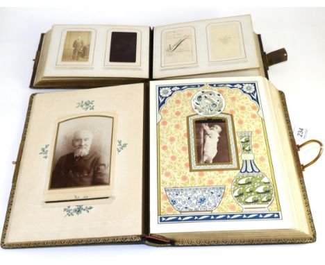 Two Victorian leather photograph albums, mostly portrait subject matter 