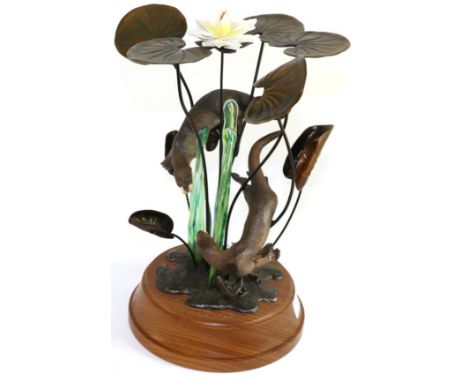 Border Fine Arts 'Otters Playing', model No. WW1 by Elizabeth Waugh, limited edition 476/950, on wood base, (no box, no certi