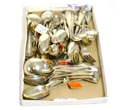 A large quantity of silver bead edge flatware, George III and later including some American Approximately 70ozt 