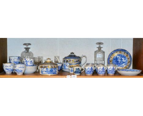 An early 19th century Miles Mason blue and white tea service including teapot and covered sucrier; together with various 19th